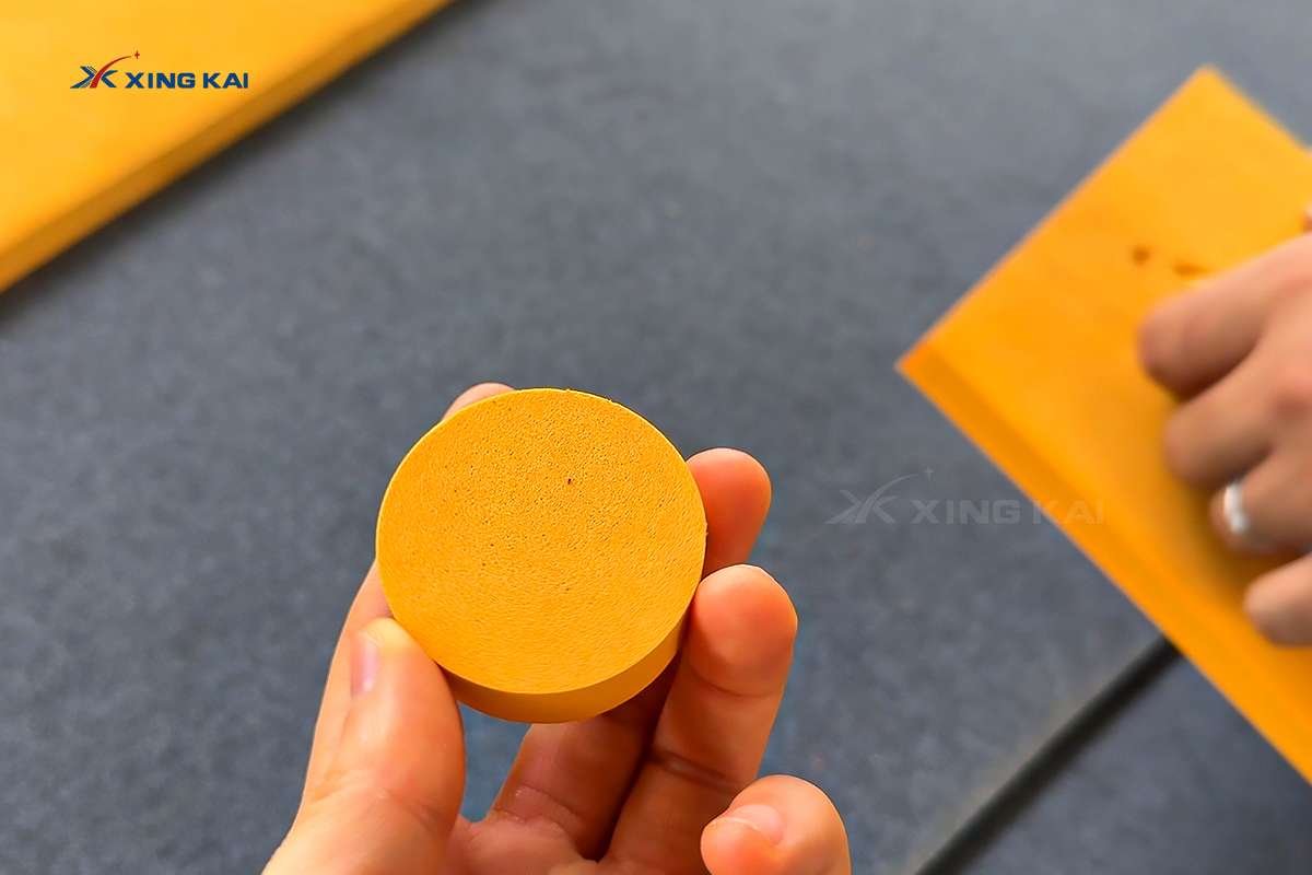 Round EVA foam part cut with a digital CNC cutting process