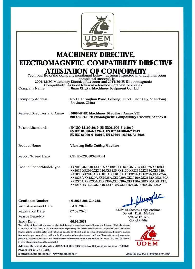 Machinery directive and electromagnetic compatibility certificate